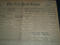 1919 JANUARY 16 NEW YORK TIMES NEWSPAPER - ADOPT SECRECY FOR PEACE - NT 7520