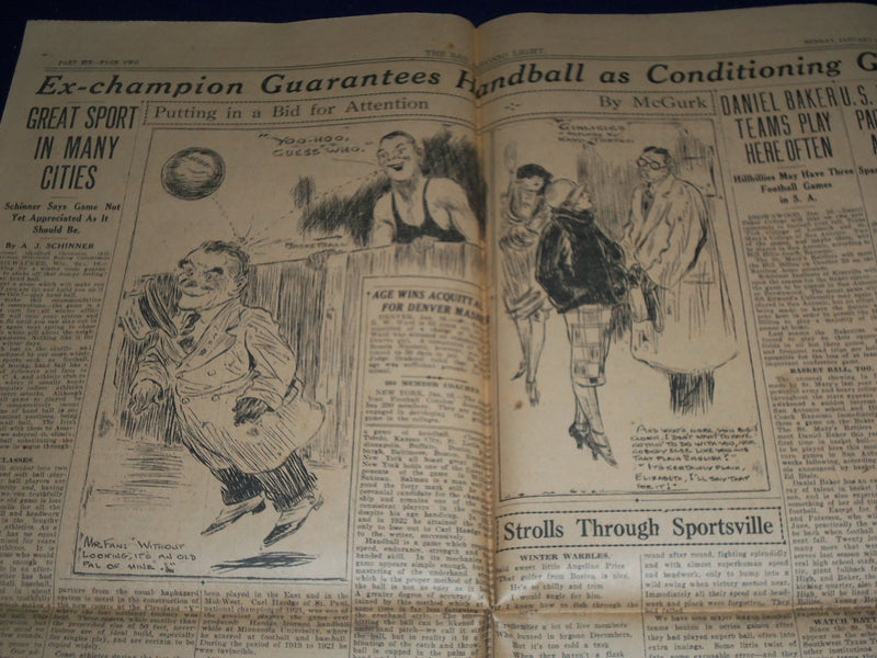 1926 JAN 17 SAN ANTONIO SUNDAY LIGHT SPORT SECTION - ROGERS HORNSBY - NP 972R