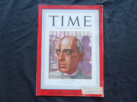 1942 AUGUST 24 TIME MAGAZINE - INDI'S JAWAHARLAL NEHRU - T 828