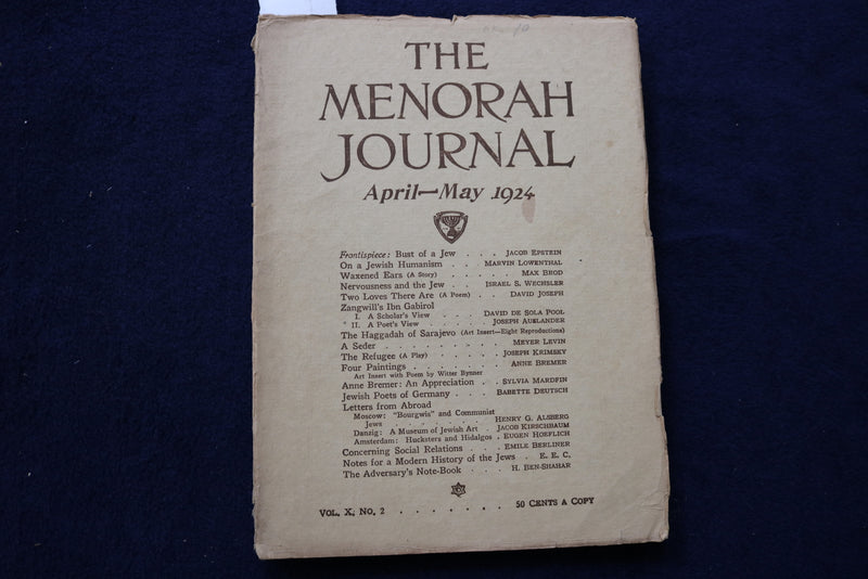 1924 APRIL-MAY THE MENORAH JOURNAL - MAX BROD - K 1602