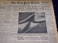 1942 AUG 10 NEW YORK TIMES - RIOTS FLARE IN INDIA NAZIS CLAIM MAIKOP - NT 1537