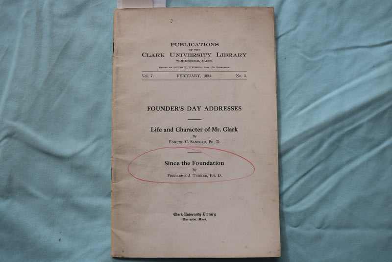 1924 FEBRUARY CLARK UNIVERITY LIBRARY PUBLICATIONS - SOFTCOVER BOOK - K 3257