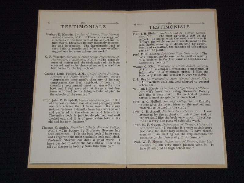 1900'S INTRODUCTION TO BOTANY BY WM. STEVENS - D. C. HEATH & CO. - J 7960