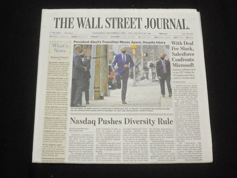 2020 DECEMBER 2 THE WALL STREET JOURNAL-BIDEN'S TRANSITION MOVES, DESPITE INJURY