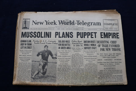 1935 OCTOBER 12 NEW YORK WORLD-TELEGRAM - HAILE SELASSIE NEW EMPEROR - NP 8870