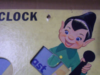 1955 MILTON BRADLEY CO. KURTZ BROS TICK-TOCK PRIMARY SCHOOL CLOCK W/ BOX