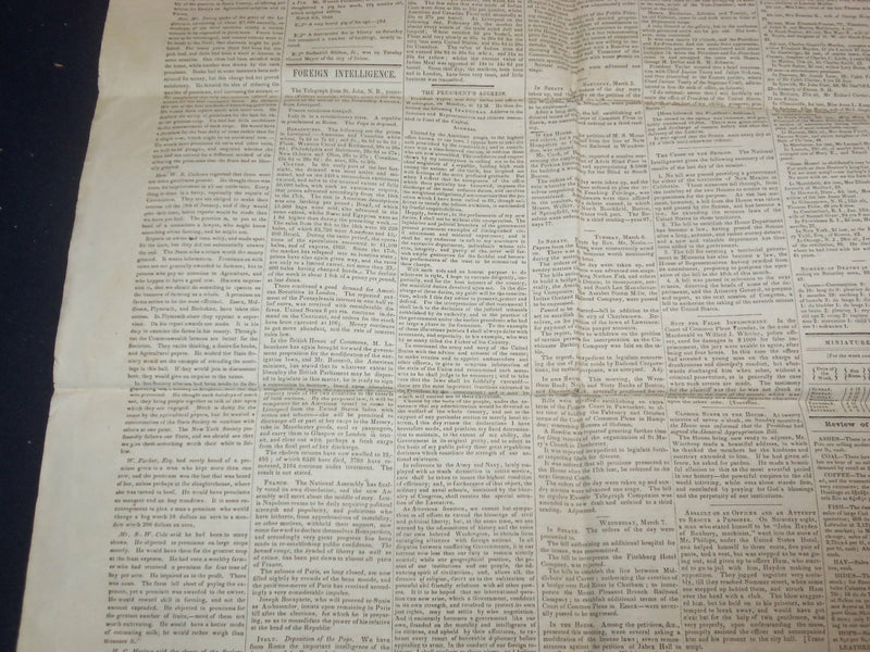 1849 MAR 10 MASSACHUSETTS PLOUGHMAN NEWSPAPER- TAYLOR INAUGURAL ADDRESS- NP 5162