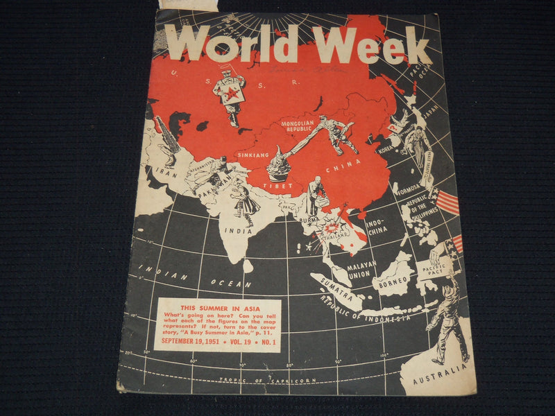 1951 SEPTEMBER 19 WORLD WEEK MAGAZINE - LOU GROZA - COCA-COLA AD - J 7445