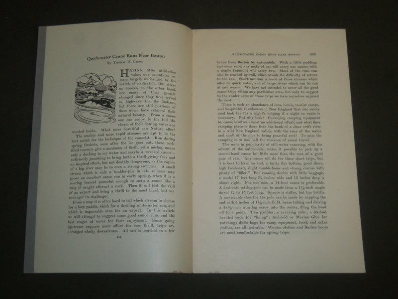 1931 QUICK-WATER CANOE RUNS NEAR BOSTON BOOK BY THOMAS D. CABOT - J 4778