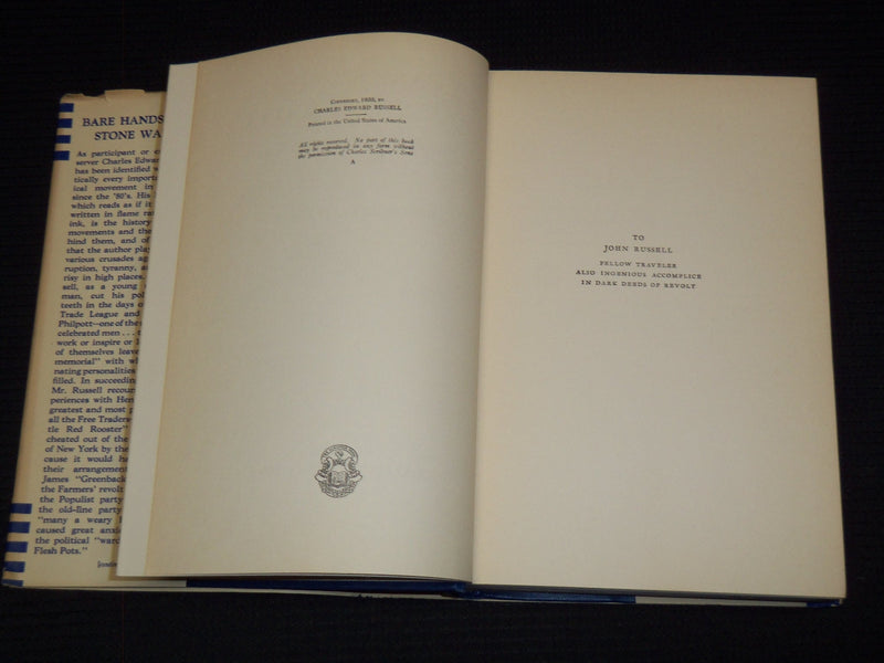 1933 BARE HANDS AND STONE WALLS BOOK BY CHARLES EDWARD RUSSELL - KD 7829