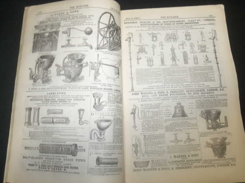 1861 JULY THE BUILDER ARCHITECT MAGAZINE - 4 ISSUES - ILLUSTRATIONS - ST 416L