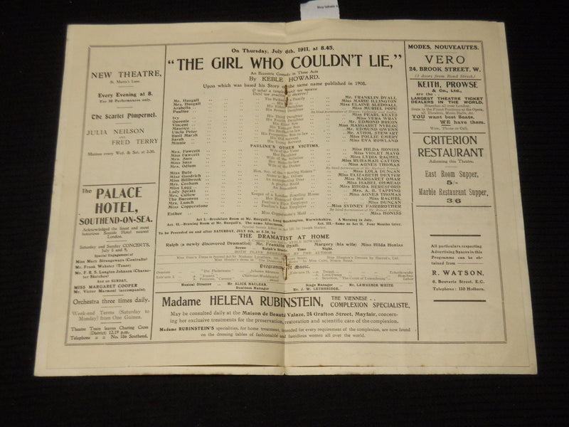 1911 CRITERION THEATRE PROGRAMME - EDMUND GWENN - K 578