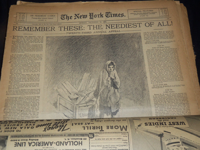 1920-1953 NEW YORK TIMES 100 NEEDIEST CASES SECTIONS LOT OF 67 DIFFERENT- NTL 61