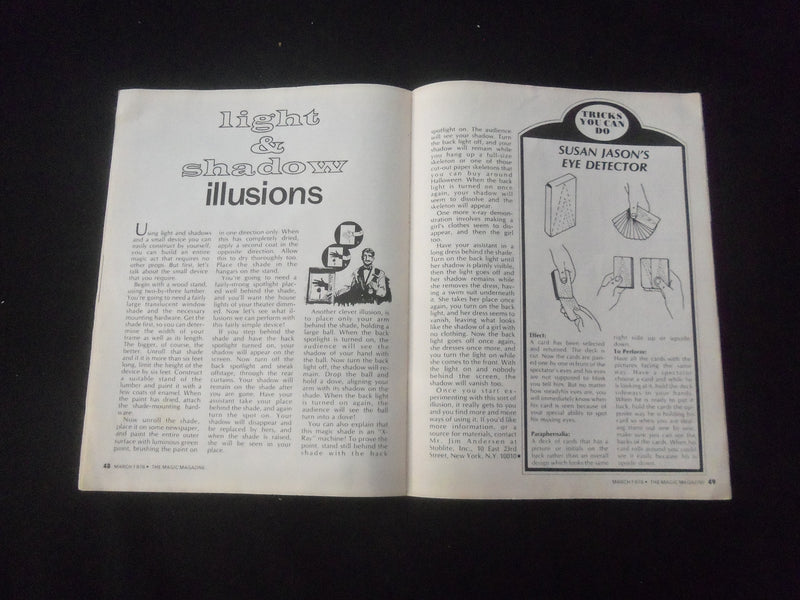 1976 MARCH THE MAGIC MAGAZINE - MAGIC TRICKS, STORIES & PHOTOS - B 1181ZA
