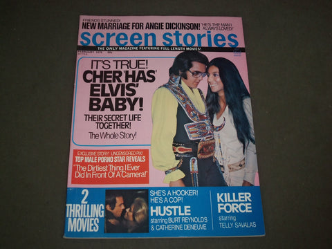 1976 FEBRUARY SCREEN STORIES MAGAZINE - ELVIS PRESLEY & CHER COVER - M 196