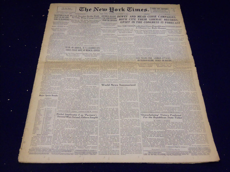 1946 NOVEMBER 3 NEW YORK TIMES - N. Y. U. MEDICAL CENTER SITE - NT 3164