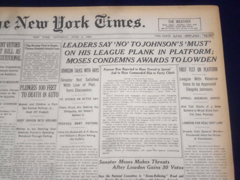 1920 JUNE 5 NEW YORK TIMES - MOSES CONDEMNS AWARDS TO LOWDEN - NT 9105