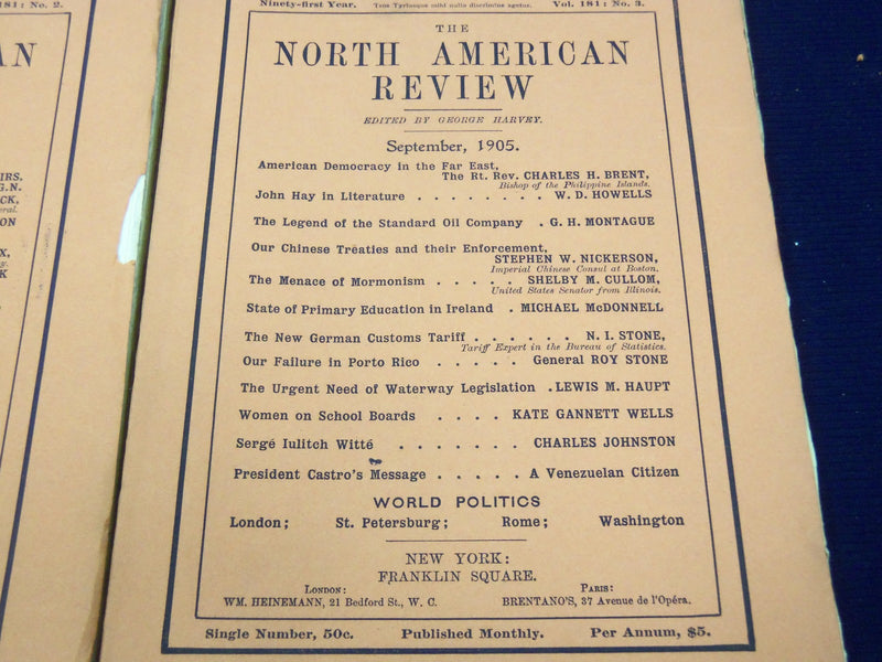 1905 NORTH AMERICAN REVIEW LOT OF 5 ISSUES - GREAT STORIES/ARTICLES - WR 669