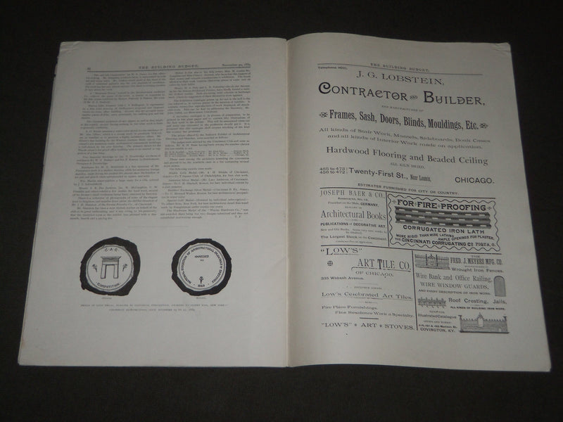 1889 NOVEMBER 20 THE BUILDING BUDGET MAGAZINE - EXTRA EDITION - J 2750