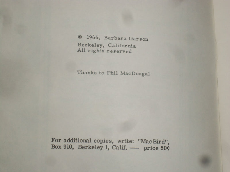 1966 MAC BIRD! SOFTCOVER BOOK BY BARBARA GARSON - J 9819