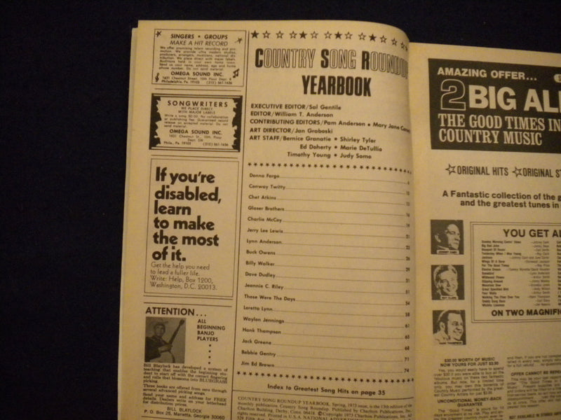 1973 COUNTRY SOUNG ROUNDUP YEARBOOK MAGAZINE - LORETTA LYNN COVER - B 639R