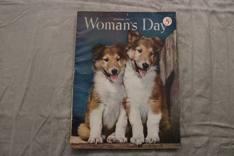 1950 SEPTEMBER WOMAN'S DAY MAGAZINE - TWO COLLIES COVER - B 1113R