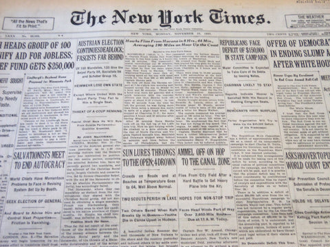 1930 NOVEMBER 10 NEW YORK TIMES - AMMEL OFF TO THE CANAL ZONE - NT 5663