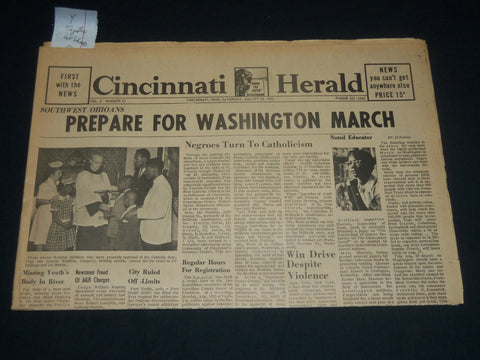 1963 AUG 24 CINCINNATI HERALD NEWSPAPER - PREPARE FOR WASHINGTON MARCH - NP 4417