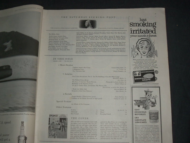 1960 JANUARY 2 THE SATURDAY EVENING POST MAGAZINE - ILLUSTRATED COVER - SP 2481Q