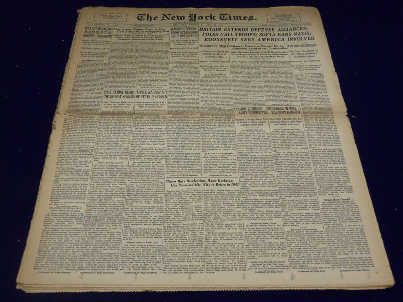 1939 APRIL 12 NEW YORK TIMES - POLES CALL TROOPS SOFIA BANS NAZIS - NT 1403