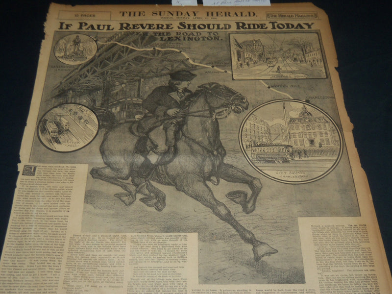 1906 APRIL 15 THE BOSTON HERALD - IF PAUL REVERE SHOULD RIDE TODAY - BH 300