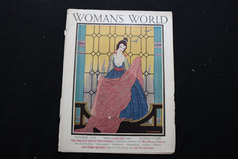 1926 OCTOBER WOMAN'S WORLD MAGAZINE - WOMAN IN BEAUTIFUL DRESS COVER - E 10364