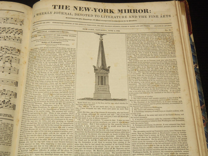 1832-1833 NEW YORK MIRROR AND LADIES GAZETTE BOUND VOLUME - ENGRAVINGS - R 89L