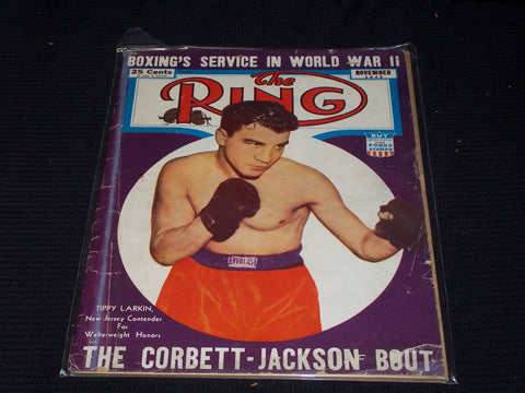 1945 NOVEMBER THE RING MAGAZINE - TIPPY LARKIN FRONT COVER - E 3974