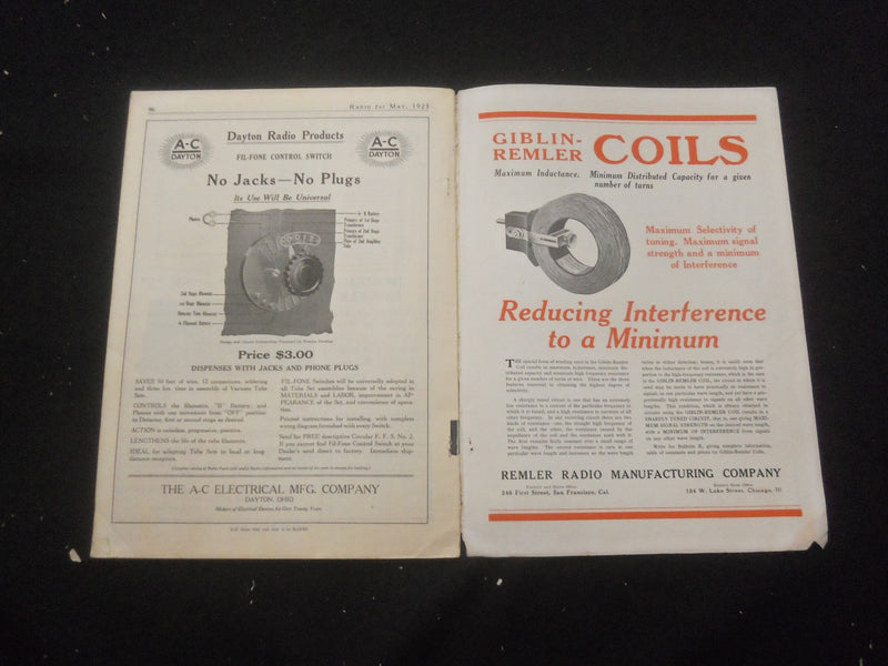1923 MAY RADIO MAGAZINE - THE D.X. BRINGER-IN - B 434B