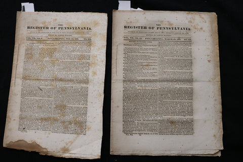1831 THE REGISTER OF PENNSYLVANIA - LOT OF 2 - K 2479
