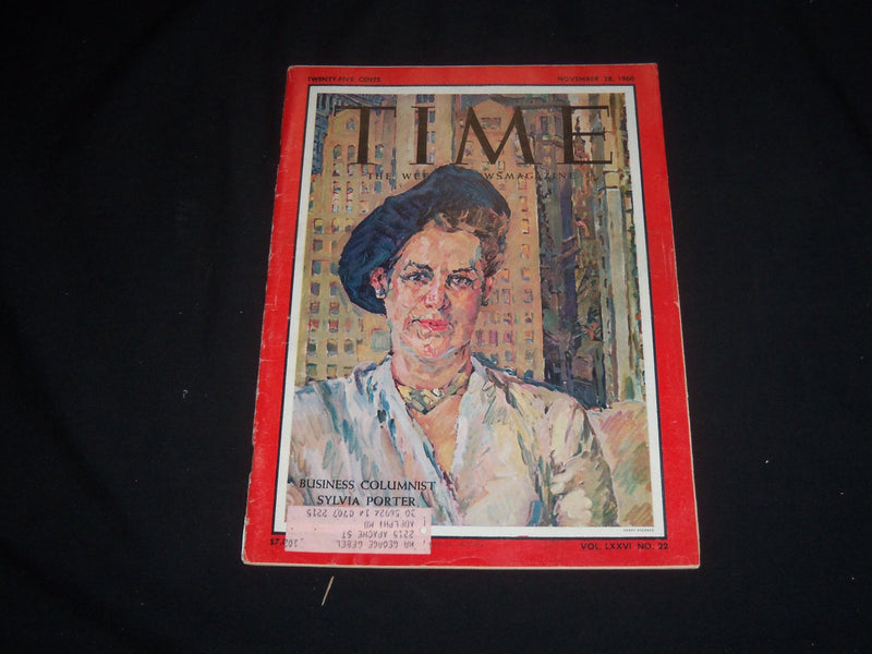1960 NOVEMBER 28 TIME MAGAZINE - BUSINESS COLUMNIST SYLVIA PORTER - T 1772