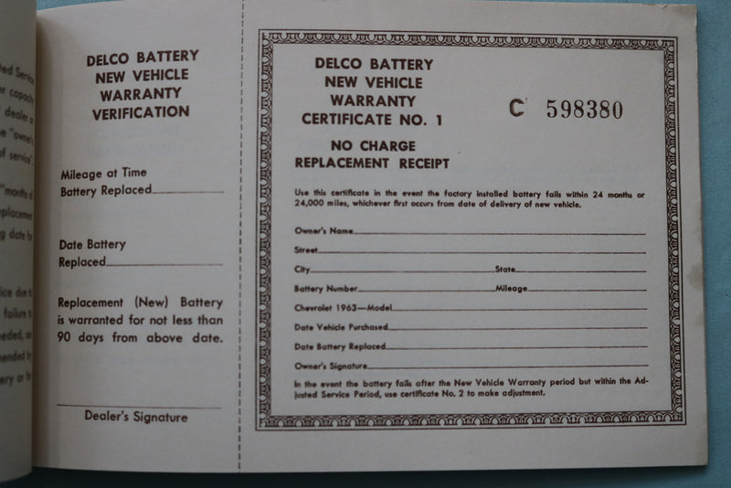 1963 CHEVROLET OWNER PROTECTION PLAN BOOKLET - SOFTCOVER - K 2577
