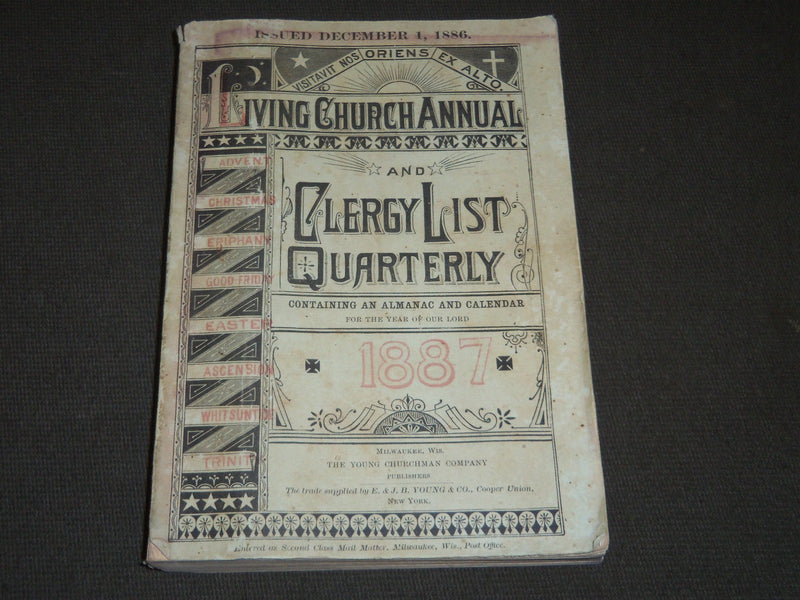 1886 THE LIVING CHURCH ANNUAL & CLERGY LIST QUARTERLY - MILWAUKEE WIS. - J 5250