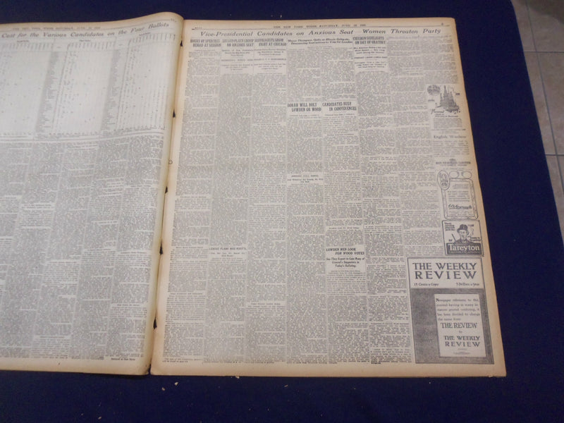 1920 JUNE 12 NEW YORK TIMES - FOUR BALLOTS, NO NOMINATION - NT 9112