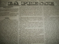 1837 JANUARY-JUNE LA PRESSE FRENCH NEWSPAPER BOUND VOLUME - SCIENCE - KD 1279I