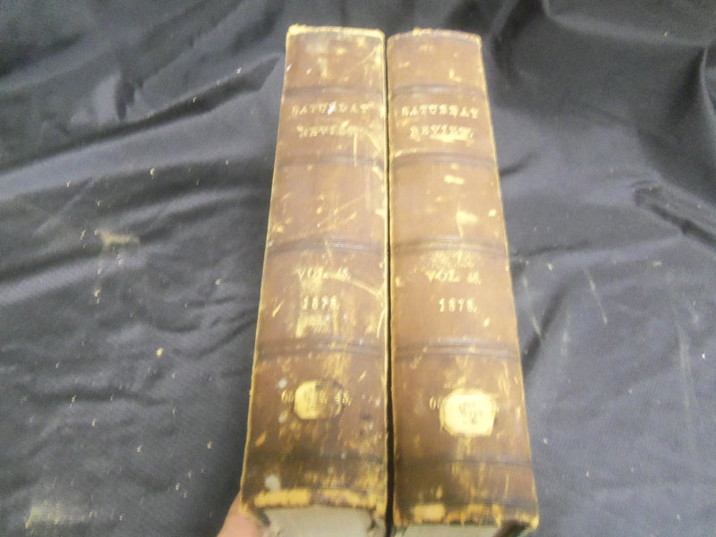 1878 SATURDAY REVIEW 2 BOUND VOLUMES - COMPLETE YR- PUBLISHED IN LONDON - R 1073
