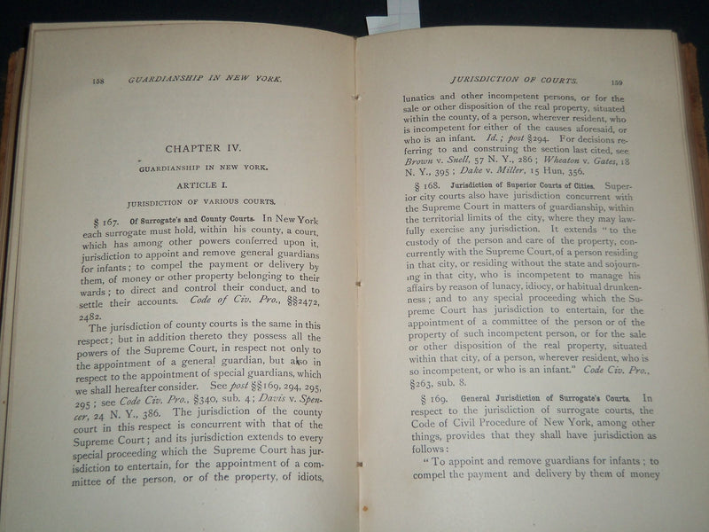 1888 THE LEGAL RELATIVES OF INFANTS HARDCOVER BOOK BY G. W. FIELD - R 308