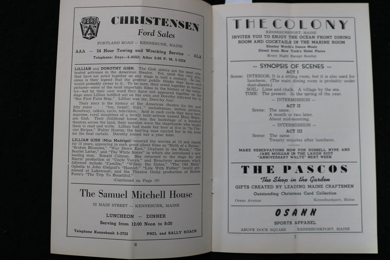 1956 JULY THE CHALK GARDEN PROGRAM - LILLIAN & DOROTHY GISH - K 1802
