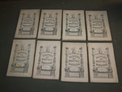 1868 HARPER'S MONTHLY MAGAZINE - LOT OF 8 - NICE STORIES & ADS - WR 647E