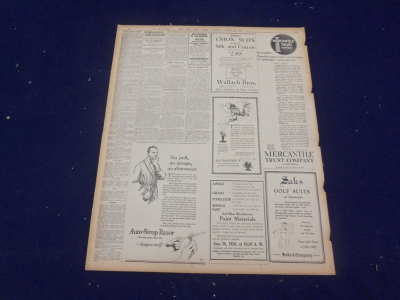 1920 JUNE 15 NEW YORK TIMES - HARDING CONFIDENT OF VICTORY - NT 9115