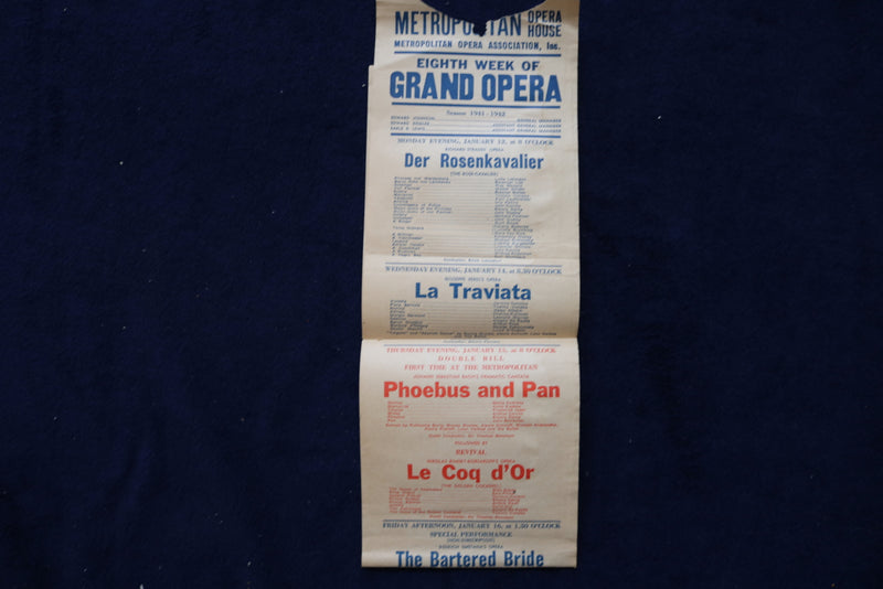1941-1942 METROPOLITAN OPERA HOUSE BROADSIDES - LOT OF 3 - K 1532