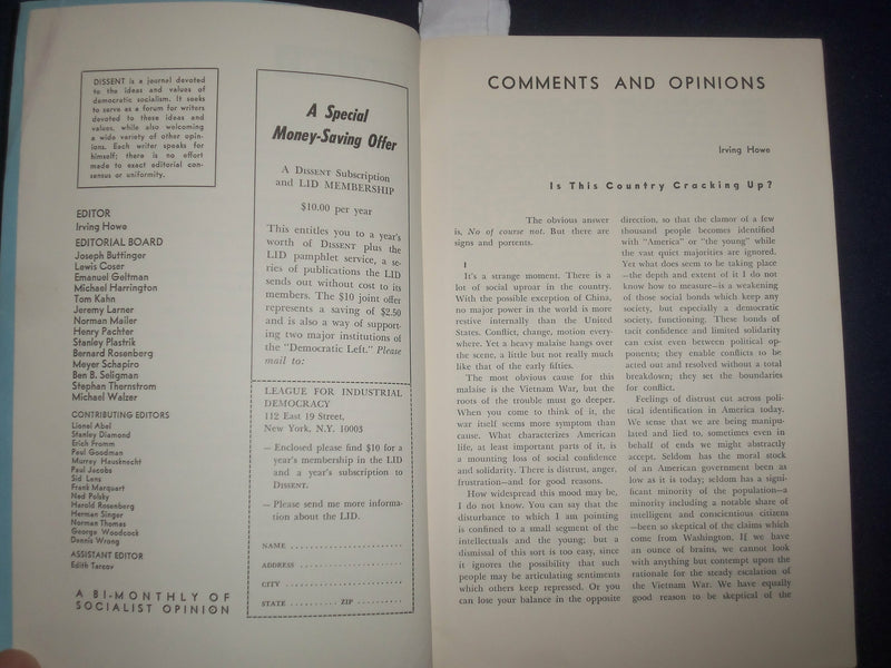 1967 MAY-JUNE DISSENT MAGAZINE - VIETNAM: FRAUD OF 