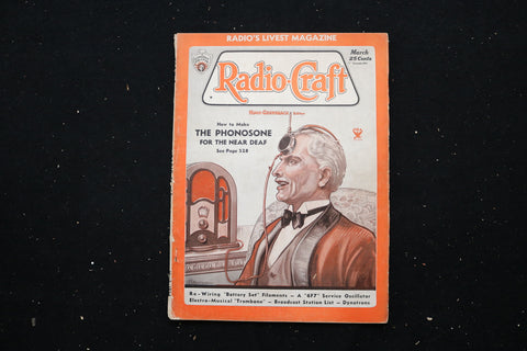 1934 MARCH RADIO-CRAFT MAGAZINE - HOW TO MAKE THE PHONOSONE COVER - E 11177