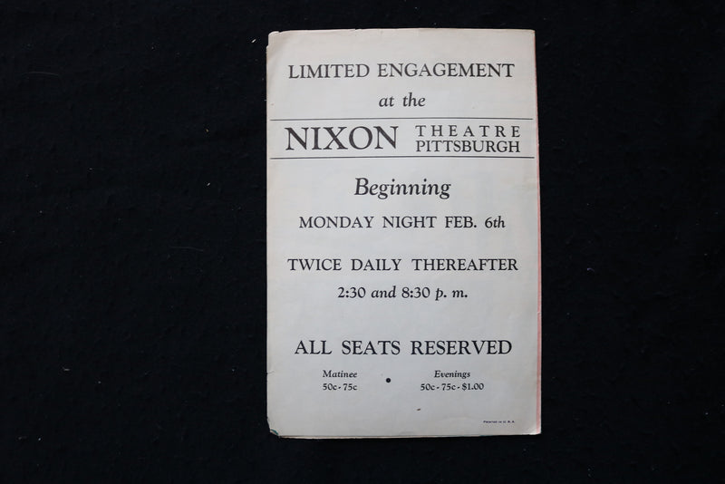 1933 CAVALCADE MOVIE PROGRAM - NIXON THEATRE - PITTSBURGH, PA - K 1799